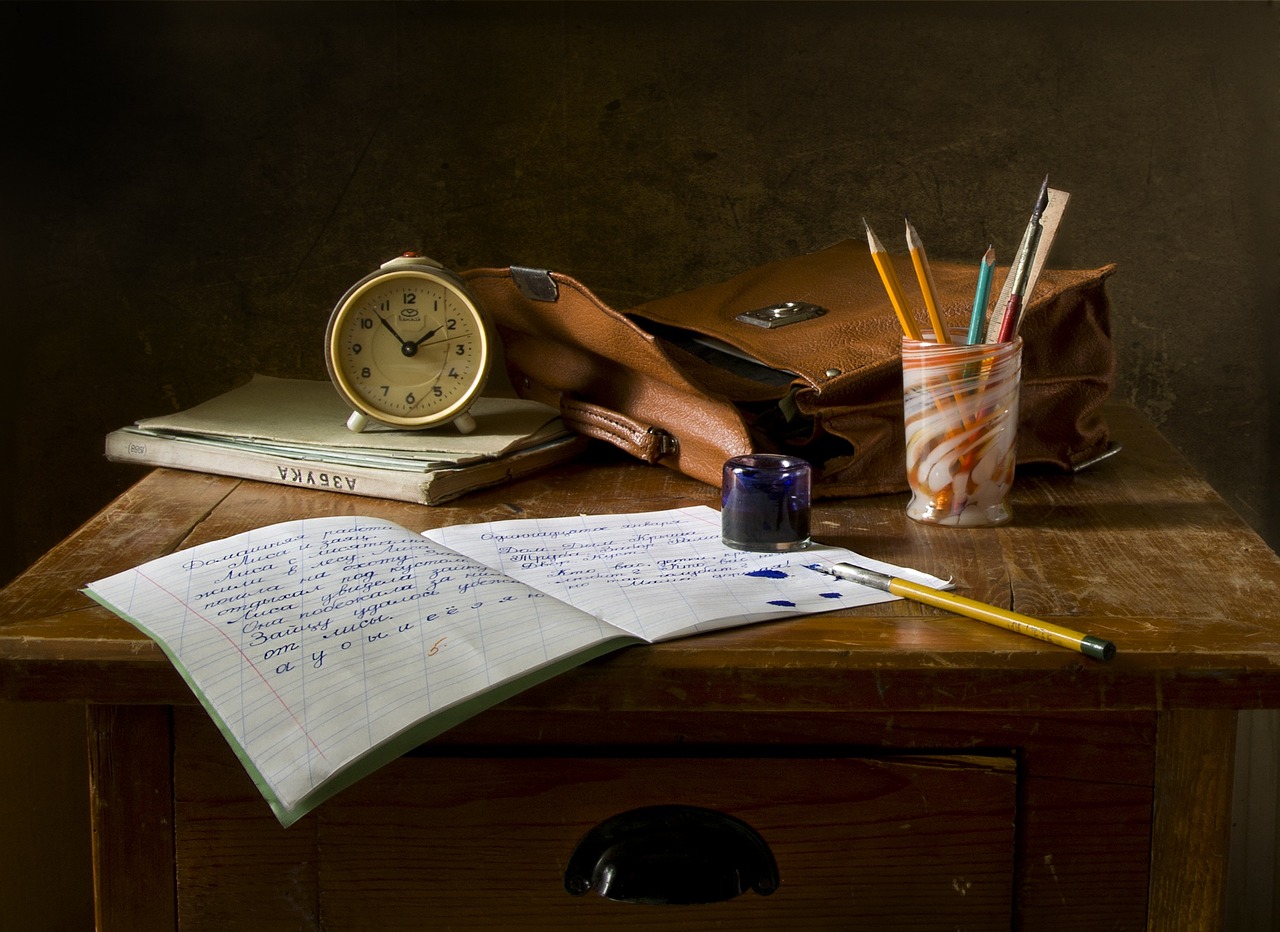 school work, write, still life